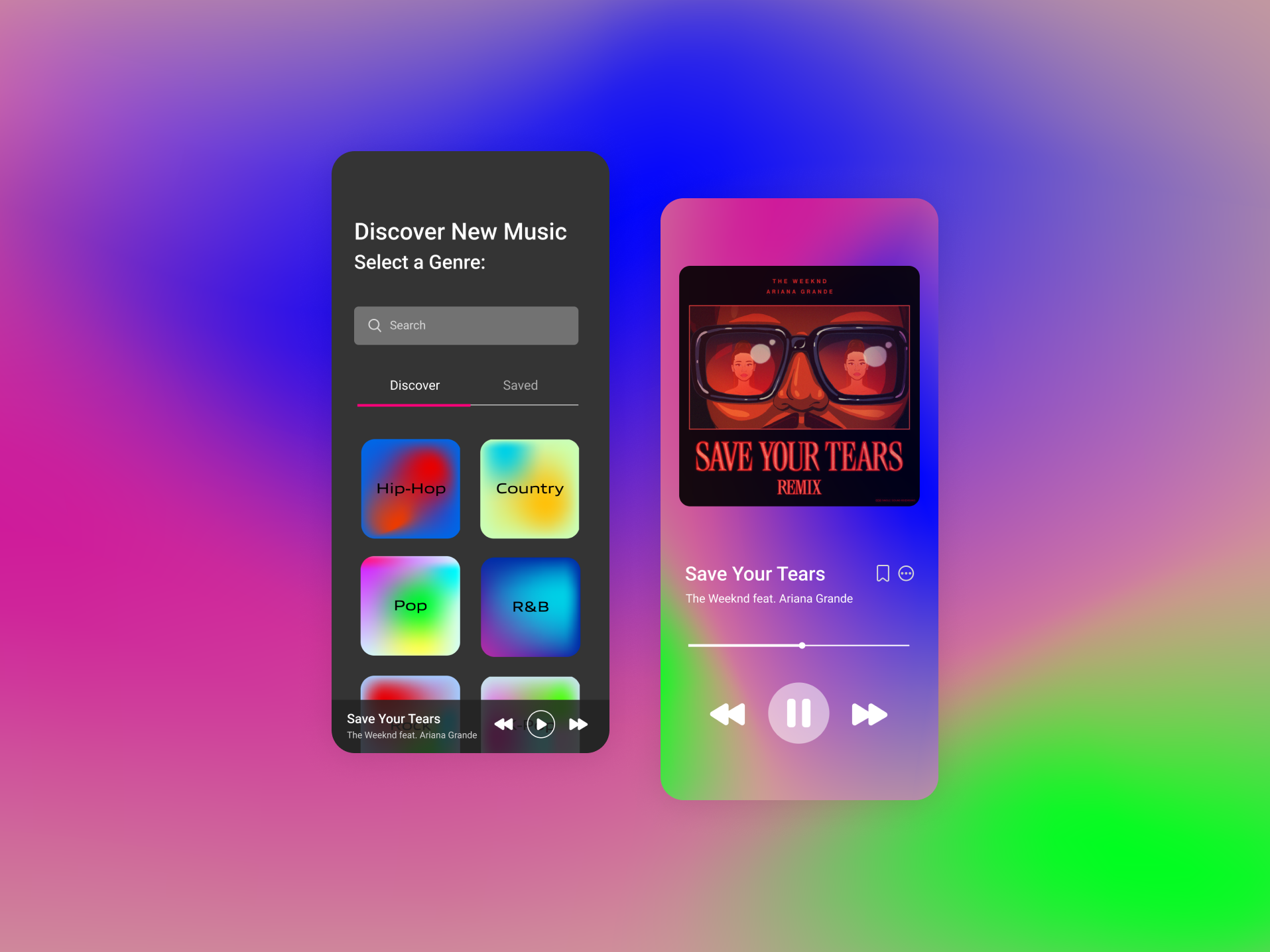 Mockup of music player